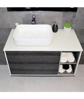 Тумба с раковиной REXON Ombra RX99ES/100 Glossy White/Concrete Grey, 19910E