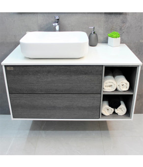 Тумба с раковиной REXON Ombra RX99ES/100 Glossy White/Concrete Grey, 19910E