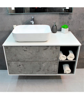 Тумба с раковиной REXON Ombra RX99CG/100 Glossy White/Concrete Grey