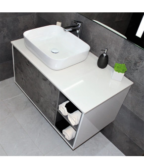 Тумба с раковиной REXON Ombra RX99CG/100 Glossy White/Concrete Grey