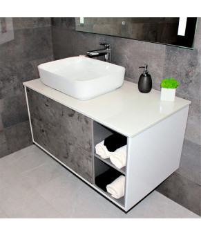 Тумба с раковиной REXON Ombra RX99CG/100 Glossy White/Concrete Grey