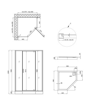 Набор Qtap Leo CRM10995-AC6 Clear 2020x900x900 мм + поддон Diamond 309912 90x90x12 см с сифоном (SD00048935)