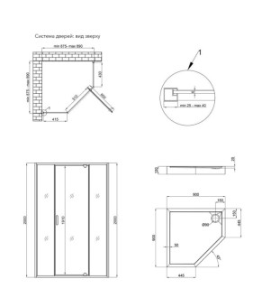 Набір Qtap душова кабіна Scorpio BLA10995-AC6 Clear 2120x900x900 мм + піддон Diamond 309912 90x90x12 см з сифоном
