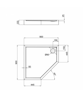 Душовий піддон Qtap Diamond 309912 90x90x12 см + сифон