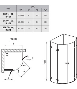 Душевая кабина Ravak Brilliant BSKK4-80 хром Transparent 3U244A00Y1