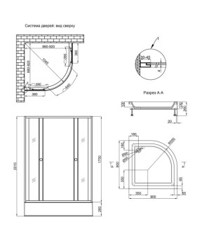 Душевая кабина Lidz Wieza SC90x90.SAT.MID.L, стекло Linie 4 мм + поддон с панелью Kupala
