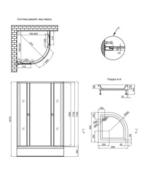 Душевая кабина Lidz Wieza SC80x80.SAT.MID.L, стекло Linie 4 мм + поддон с панелью Kupala