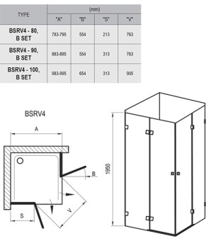 Душова кабіна Ravak Brilliant BSRV4-80 хром Transparent 1UV44A00Z1