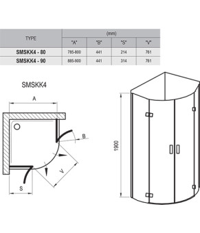 Душова кабіна Ravak Smartline SMSKK4-80 3S244A00Y1