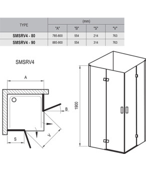 Душевая кабина Ravak Smartline SMSRV4-80 1SV44A00Z1
