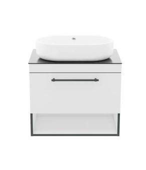 Тумба подвесная Imprese Black Edge 70 см белый f32117W с умывальником i32119