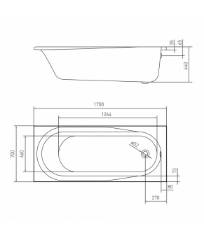 Ванна Volle AIVA 170x70 без ножек TS-1776844