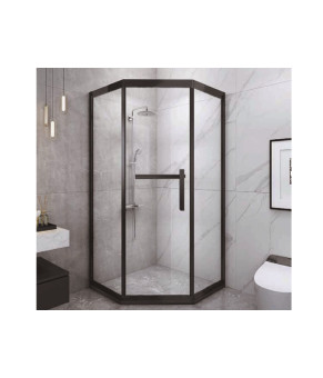 Душова кабіна Tinto 100x100 см, профіль чорний, скло прозоре (8мм), відкриття всередину