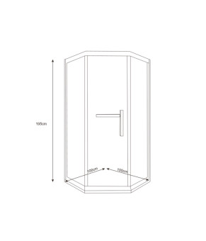 Душова кабіна Tinto 100x100 см, профіль чорний, скло прозоре (8мм), відкриття всередину
