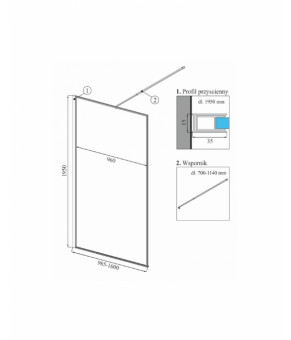 Душевая стенка Calani Force 100x195 безопасное стекло прозрачное (CAL-K6007)