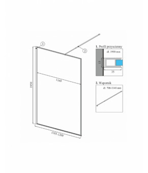 Душевая стенка Calani Force 120x195 безопасное стекло прозрачное (CAL-K6009)