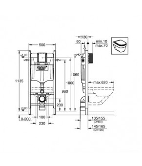 Унитаз Calani Clif подвесной (CAL-C0003) + инсталляция Grohe Rapid SL (3873200A)
