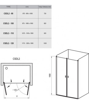 Душевые двери Ravak Chrome CSDL2-110 Сатин Transparent 0QVDCU0LZ1