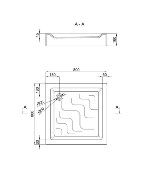Набор Lidz душевая кабина Wiezak SC80x80.SAT.LOW.L, стекло Linie 4 мм + поддон Mazur