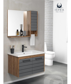 Зеркало Isvea Arsto 80x15x65 italian walnut & lacquered white (21RS2063080I)