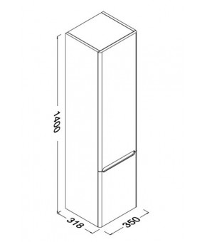 Пенал Isvea Viva right 35x140x31,8 white (27VV3101035I)