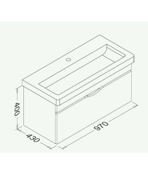 Тумбочка с умывальником Isvea Neo 97x40x43 lacquered white 21NGS301100E (21NG1301100E+10PS50100SV)