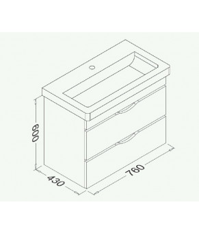Тумбочка с умывальником Isvea Neo 76x60x43 lacquered grey 21NGS329080E (21NG1329080E+10PS50080SV)
