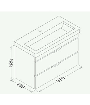 Тумбочка с умывальником Isvea Neo 97x60x43 lacquered grey 21NGS329100E (21NG1329100E+10PS50100SV)