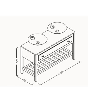 Тумбочка с умывальником Isvea Terra 120x45,5x70 grey 21TRS085120I (21TR1085120I+10SY65045)