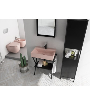 Тумбочка с умывальником Isvea Ferro 56,5x39,5x70 black profile 29FES004060I (29FE1004060I+10SF50060-2K-İvory)