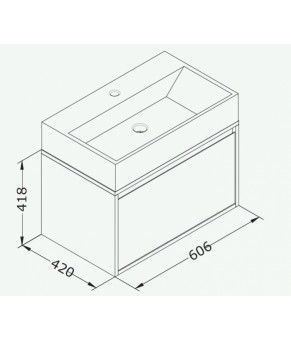 Тумбочка с умывальником Isvea Pro 60,6x41,8x42 light grey 21SFS201060I (21SF1201060I+10SF50060)