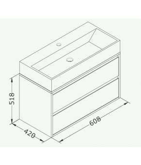 Тумбочка с умывальником Isvea Pro 60,8x51,8x42 light grey 21SFS014060I (21SF1014060I+10SF50060)