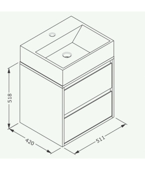 Тумбочка с умывальником Isvea Pro 51,1x51,8x42 light grey 21SFS114050I (21SF1114050I+10SF50051)
