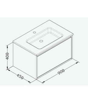 Тумбочка с умывальником Isvea Pro 90x40x45 anthracite 21MGS019191I (21MG1019191I+10SL50091)