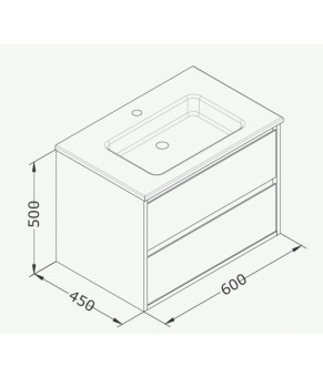 Тумбочка с умывальником Isvea Pro 60x50x45 white 21MGS001060I (21MG1001060I+10SL50061)