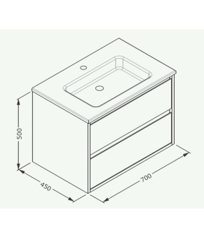 Тумбочка с умывальником Isvea Pro 70x50x45 white 21MGS001070I (21MG1001070I+10SL50071)