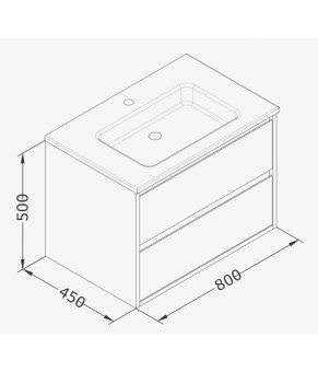 Тумбочка с умывальником Isvea Pro 80x50x45 white 21MGS001080I (21MG1001080I+10SL51081)