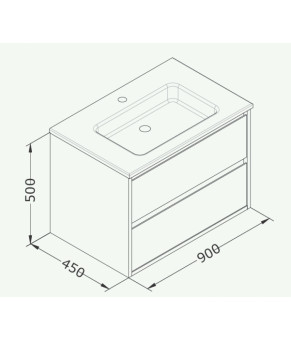 Тумбочка с умывальником Isvea Pro 90x50x45 white 21MGS001190I (21MG1001190I+10SL50091)