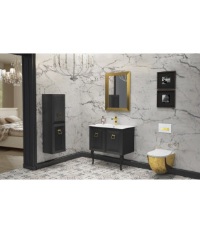 Тумбочка с умывальником Isvea Aria 81,5x46,5x80 black-gold 27AAS004080I (27AA1004080I+10SL51081)