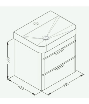 Тумбочка с умывальником Isvea Fonte 55x50x42,3 lacquered white 21SQS101057I (21SQ1101057I+10SQ50057SV)