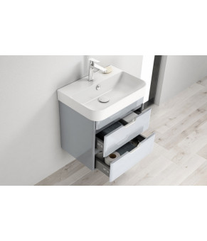 Тумбочка с умывальником Isvea Fonte 55x50x42,3 lacquered white 21SQS101057I (21SQ1101057I+10SQ50057SV)