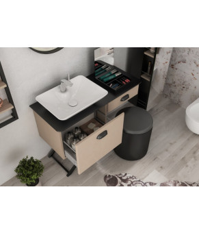 Тумбочка с умывальником Isvea Bei 159,5x45x76 white & oak 21BES065155I (21BE1065155I+10SY50052)