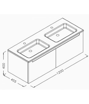 Тумбочка с умывальником Isvea Onda Plus 120x45,5x40 sapphire oak & white 21OPS063120I (21OP1063120I+10SL50121)