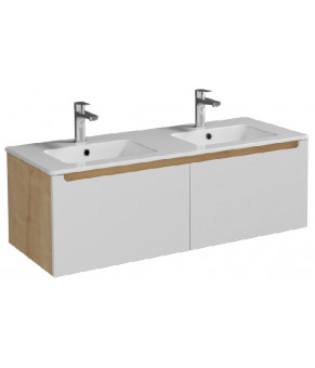 Тумбочка с умывальником Isvea Onda Plus 120x45,5x40 sapphire oak & white 21OPS063120I (21OP1063120I+10SL50121)