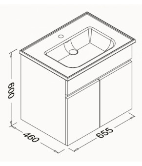 Тумбочка с умывальником Isvea Trio 65,5x46x60 24TRS162065I (24TR1162065I+10LE50081)