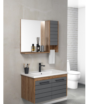 Тумбочка с умывальником Isvea Aristo 81x46,5x47 italian walnut & lacquered white 21RSS063080I (21RS1063080I+10LE50081)