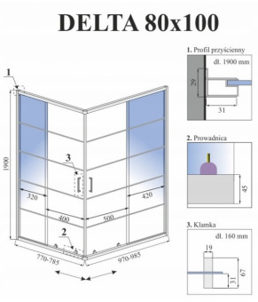 Душевая кабина Calani DELTA 80x100 CAL-K6522