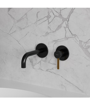 Смеситель для умывальника скрытого монтажа Omnires Y black/gold (Y1215HBLGL)