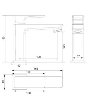 Смеситель для умывальника Omnires Parma grafit (PM7410GR)