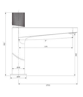 Смеситель для умывальника Omnires Contour высокий, antracite (CT8012AT)